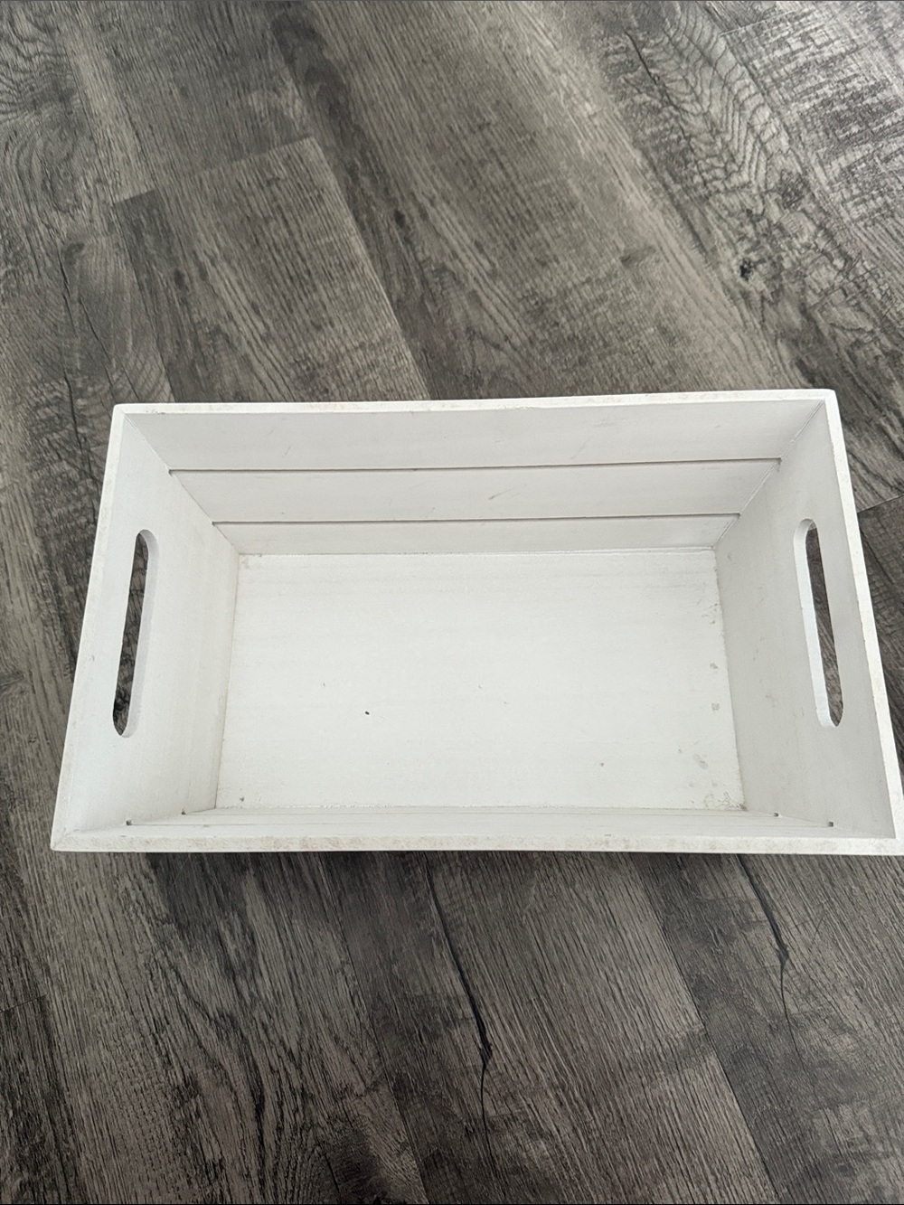 White Wooden Slatted Decorative Storage Crate - Picture 6 of 6